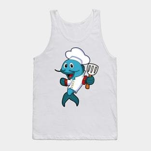 Fish as Cook with Cooking apron & Spatula Tank Top